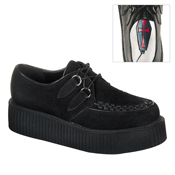 Mens Platform Suede Gothic Creeper Shoes - Picture 2 of 5